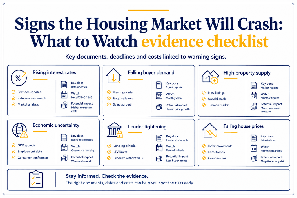 Signs the Housing Market Will Crash: What to Watch 3 evidence checklist