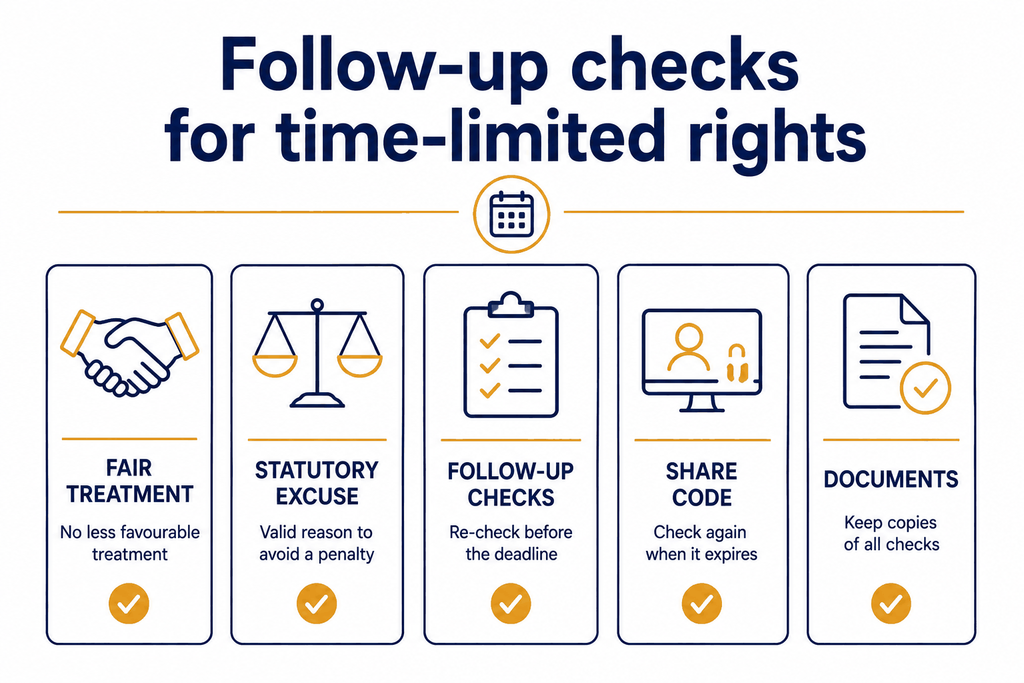 Follow up checks for time limited rights