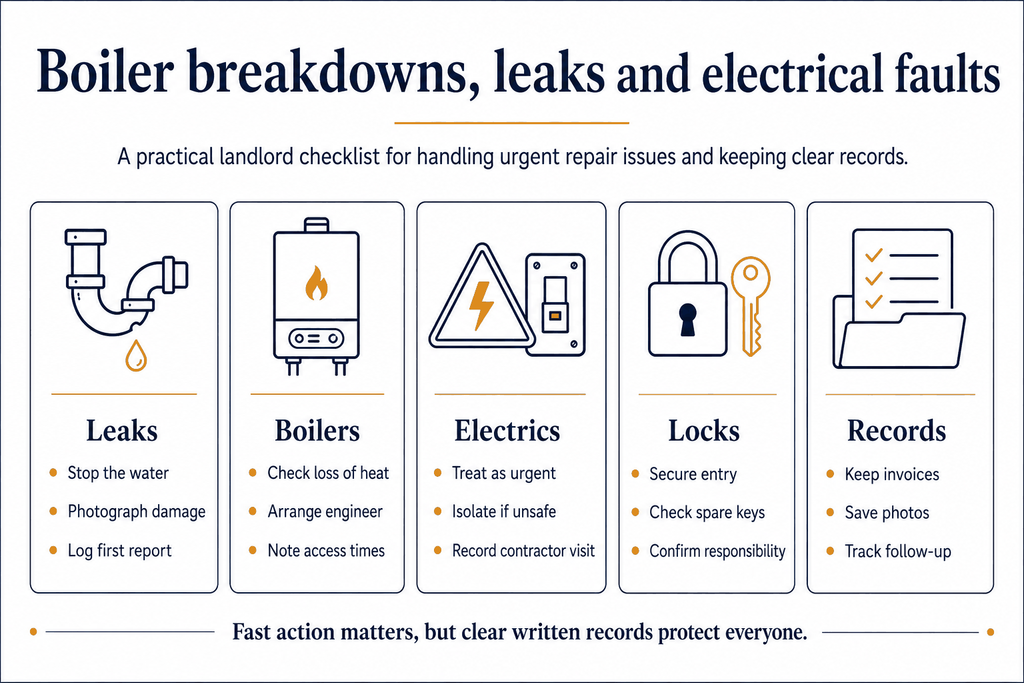 Boiler breakdowns leaks and electrical faults