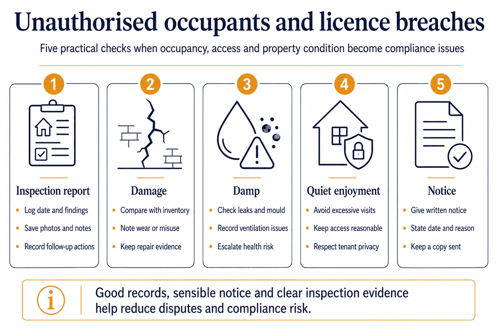 Unauthorised occupants and licence breaches