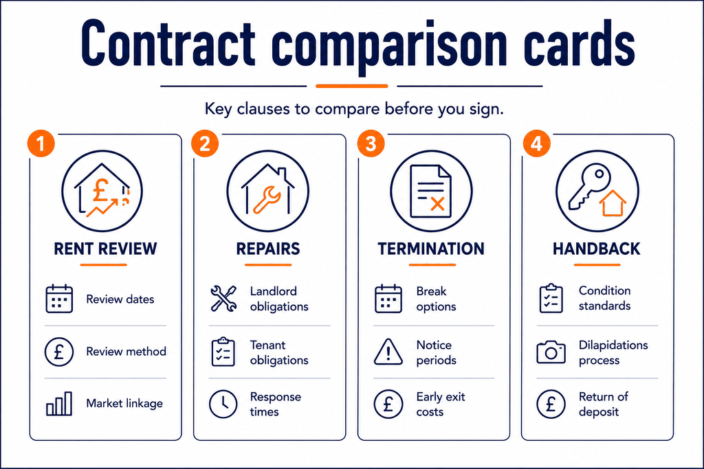 Guaranteed Rent vs Traditional Letting 3 Contract comparison cards
