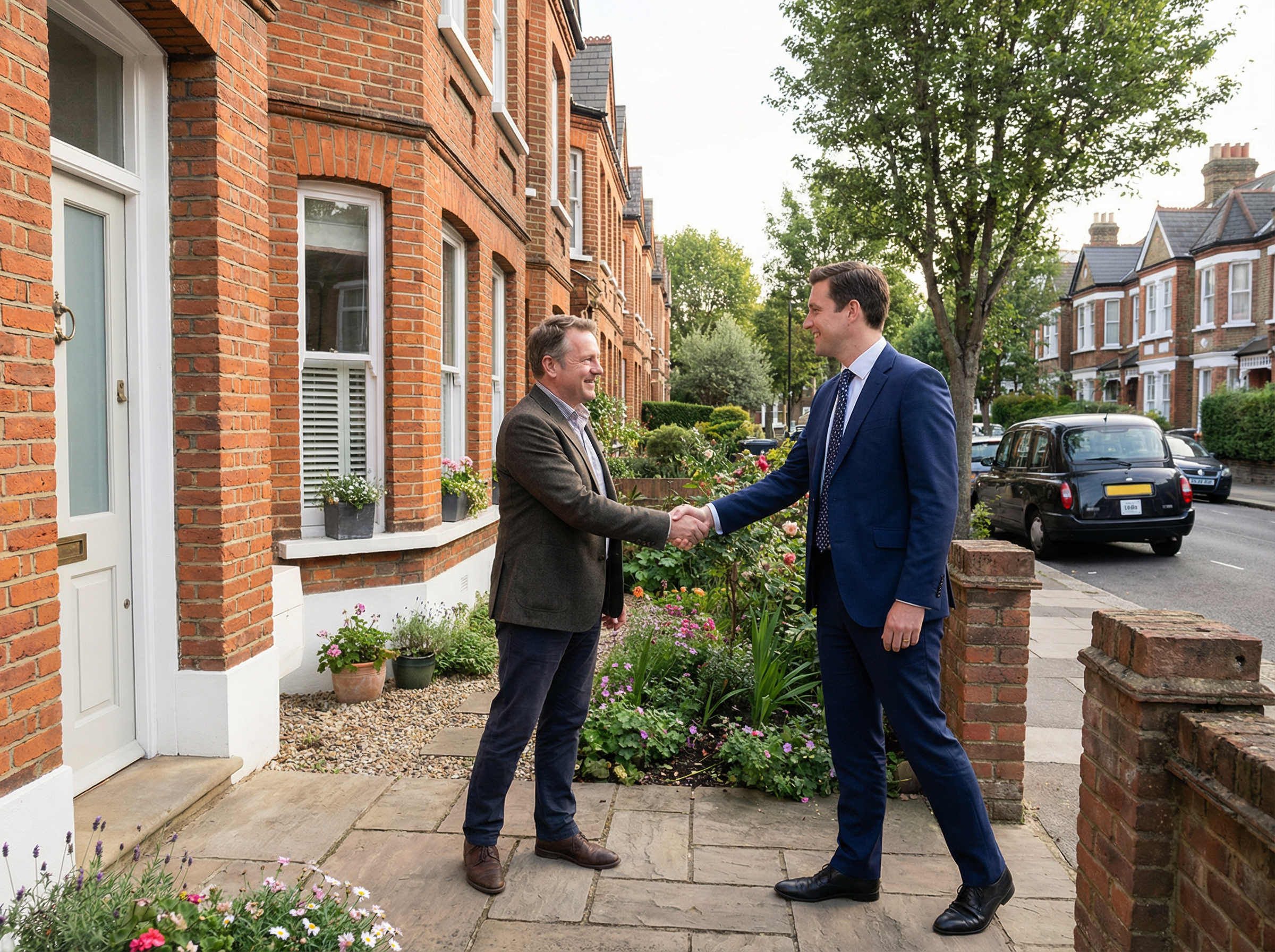 Landlord shaking hands with AMS Housing Group property manager after signing guaranteed rent agreement